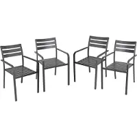 DELUKE Gartenstuhl 4er Set WILMA - Aluminium, Anthrazit | Gartenstühle Wetterfest Essstühle Outdoor Terrasse