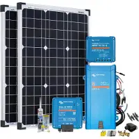 Offgridtec Mobil VeCore S 100W Wohnmobil Solaranlage inkl. MultiPlus12/800/35 Wechselrichter, Batterieladegrät und Laderegler - schwarz