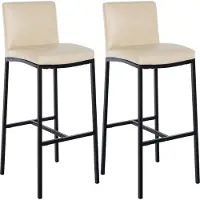 CLP 2er Set Barhocker Freeport mit Vierfußgestellen und Rückenlehnen creme Material Kunstleder