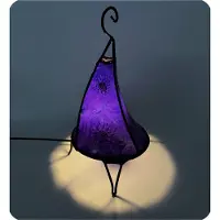 SIMANDRA Orientalische Lampe Hennalampe marokkanische Lederlampe Tischleuchte Stehleuchte Henna Tissir Sonne 35-38 cm, lila