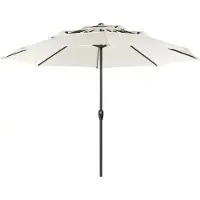 Beliani Sonnenschirm Beige Stoff 285 cm Achteckig 3-lagig mit Kurbel Winddach Stahlgestell Modern Marktschirm Garten Balkon Terrasse Ausstattung