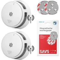 SAVS S10-W Drahtlos vernetzbarer Rauchmelder - 2 Rauchmelder mit Magnetbefestigung - LinkSmart - 10 Jahre Batterie - Optionales WLAN - Infrarotsensor