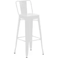DELUKE Barhocker LEKEL - Metall Weiß 44x43x96 cm | Barstuhl Mit Lehne Tresenhocker Tresenstuhl Kneipenhocker Kneipenstuhl