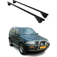 Omac Dachträger Grundtäger für Ssangyong Musso 1993-2005 75kg Metall Schwarz 2 tlg