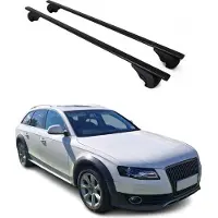 Omtec Dachträger Grundtäger für Audi A4 Allroad B8 2009-2015 75kg Metall Schwarz 2 tlg
