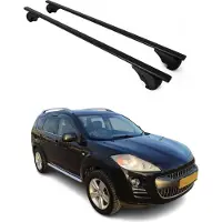 Omac Dachträger Grundtäger für Peugeot 4007 2007-2012 75kg Metall Schwarz 2 tlg