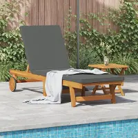 vidaXL Sonnenliege mit Rollen, Tisch und Kissen Massivholz Akazie, Gartenliegen DesignMöbel Neu