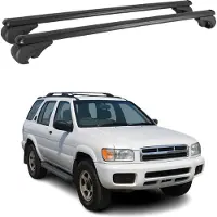 Omac Dachträger für Nissan Pathfinder R50 1996-2003 Gepäckträger Aluminium Schwarz 2x