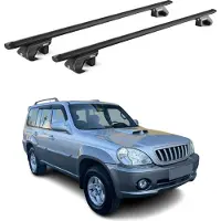 Aurilis Dachträger Grundtäger für Hyundai Terracan 2001-2007 90kg Alu Schwarz 2 tlg ABE