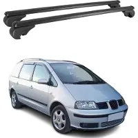 Omac Dachträger für Seat Alhambra 1996-2010 Gepäckträger Grundträger Alu Schwarz 2x