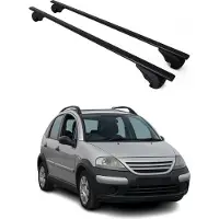 Omtec Dachträger Grundtäger für Citroen C3 X-TR 2002-2009 75kg Metall Schwarz 2 tlg