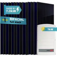 SUNNIVA 7.0 kW Solaranlage, 14x 500 W Solarmodule Fullblack Bifacial, Wechselrichter SolarEdge SE7K (3-phasig)