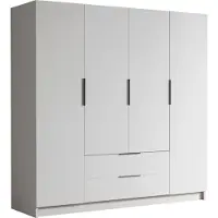 Mirjan 24 Kleiderschrank Sofia I 200, Schlafzimmer, Drehtürenschrank, mit Kleiderstange, Modern, Garderobenschrank, Metallgriffe (Farbe: Weiß + Schwarz)