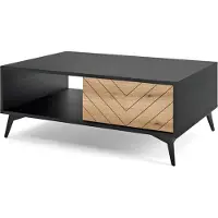 Bettso Kaffeetisch Couchtisch Sofatisch Beistelltisch für das Wohnzimmer mit 1 schubladen Diamond L104 Eiche Evoke + Schwarz Matt