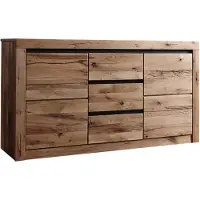 MASSIVMOEBEL24.DE MASSIVMOEBEL24 Sideboard Wildeiche / Zerreiche 155x43x80 braun geölt MONTREUX #354