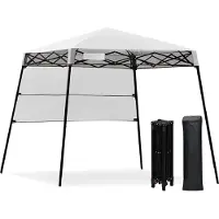 Goplus 180x180cm Faltpavillon mit Seitenwand, Pop-Up-Pavillon mit Tragetasche für Sonnenschutz, Partyzelt für Camping, Terrasse, Strand & Garten