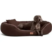 Tierlando Orthopädisches Hundebett MARLON VISCO PLUS Velours - Größe: 140x105cm | Farbe: 01 Braun