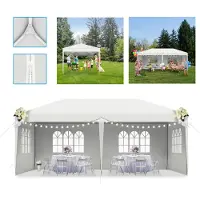 LZQ 3x6m Garten Partyzelt Pavillon Gartenzelt Festzelt UV-Schutz Gartenpavillon Bierzelt mit 6 Abnehmbaren Seitenwänden für Garten Party Hochzeit, Weiß