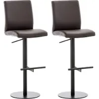 DELUKE 2er Set Barhocker DIVER - Kunstleder Braun 40x49x93 cm Schwarz | Barstuhl Höhenverstellbar Mit Lehne Drehbar Tresenhocker Tresenstuhl Kneipenhocker