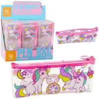 Leantoys Federmäppchen Schulset Transparent Donut Einhörner 20 x 8,5 x 4cm