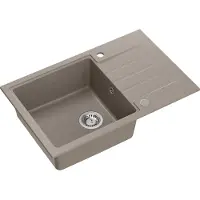Steiner Spülbecken 1-Becken Spüle | Größe: 78 x 50 x 20 cm | PETER 111 | Küchenspüle Granitspüle aus GraniteQ mit Siphon | Soft Taupe