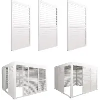 Mendler 3er-Set Aluminium Schiebetür für Pergola MCW-L46, Terrassenüberdachung, Lamellenpaneel Modul, 206x272cm weiß