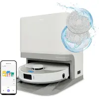 Medion Saugroboter mit 3-in-1 Absaugstation, Lasernavigation und Wischfunktion X55 SW+ (Starke 10000Pa Saugkraft, 2in1 Roboterstaubsauger, rotierende Wischmopps, Kreuzlinienlaser)
