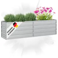 DELUKE Hochbeet für Garten OSKAR Silber | 160x40x45cm | Verzinkter Stahl | Wetterfest | Gartenbeet Kräuterbeet Blumenbeet Beet hoch Frühbeet für Garten Gemüsebeet