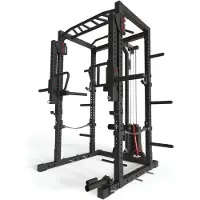 ATLETICA R7-Helix Power Rack 90kg oder 120kg Stack Weight | Latzug, Jammer Arms, Safety Straps, J-Hooks, Dip/Pull-Up Bar | 220 cm Höhe