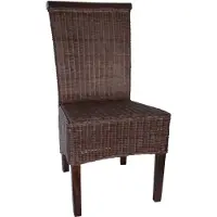 MiaMöbel Esszimmerstuhl Rattan 47x98x57 cm Modern Massivholz Rattan Mahagoni Braun