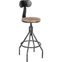 DELUKE Barhocker SALIS - Holz Antik silber 41x41x96 cm | Barstuhl Mit Lehne Tresenhocker Tresenstuhl Kneipenhocker Kneipenstuhl
