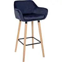 DELUKE Barhocker MIRID - Samt Dunkelblau 55x46x99 cm | Barstuhl Mit Lehne Tresenhocker Tresenstuhl Kneipenhocker Kneipenstuhl