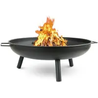 Holz4home Feuerschale XL 58 cm schwarz - Dreifußgestell - rund - stabile Standbeine - 2 Tragegriffe - Durchmesser 58 cm - Höhe 23 cm - Stahl schwarz - Stockbrotschale - Grillschale