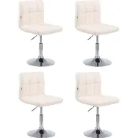 DELUKE 4er Set Barhocker BANGKO - Kunstleder Creme 44x49x74 cm | Barstuhl Höhenverstellbar Mit Lehne Drehbar Tresenhocker Tresenstuhl Kneipenhocker