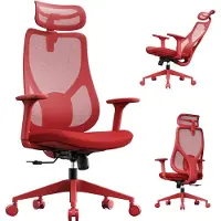Sense7 Moyo Ergonomischer Bürostuhl Schreibtischstuhl Rot 3D-Armlehnen Netzrücken Lendenwirbelstütze Chefsessel PC Stuhl Homeoffice 150 kg
