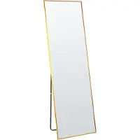 Beliani Stehspiegel Gold Aluminium 50 x 156 cm mit Ständer Modernes Design Ganzkörperspiegel Deko Accessoires Wohnzimmer Schlafzimmer Flur Garderobe