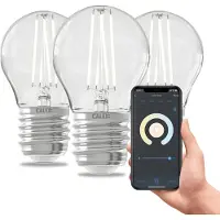 Calex Smart LED Lampe, E27, P45, Filament, warmweißes Licht, dimmbar, WLAN App- & Sprachsteuerung, 3er Pack