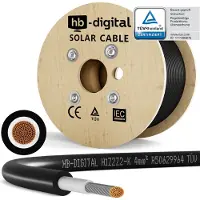 HB-DIGITAL 200m Solarkabel H1Z2Z2-K 4 mm² Photovoltaik Kabel für PV Anlagen schwarz