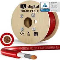 HB-DIGITAL 200m Solarkabel 6 mm² H1Z2Z2-K Photovoltaik Kabel für Solaranlagen rot