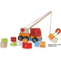 Jamara Holzspielzeug Kidiwood Steckspiel Mobilkran 14tlg.