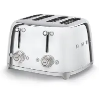 Smeg Edelstahl Toaster 4 Scheiben 6 Modi, Hochglanz, Auftaufunkton, 4 kurze Schlitze, für 4 Scheiben, 2000,00 W, Auftauen, Rösten, Stopp - Metall