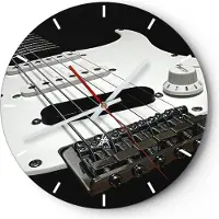 ARTTOR Wanduhr - Rund - Glasuhr - E-Gitarre String Knopf - 30x30cm - Schleichendes Uhrwerk - Lautlos - zum Aufhängen bereit - Dekoration Modern - Wanddekoration aus Glas - C3AR30x30-0379