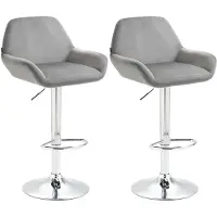 CLP 2er Set Barhocker Braga Samt chrom grau