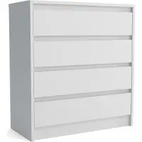 Masseno Kommode ASTORRE 75 cm Sideboard mit 4 Schubladen für Wohnzimmer Schlafzimmer Modern 75x35x82 cm Weiß / Weiß