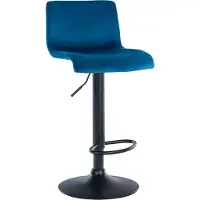 DELUKE Barhocker PESAN - Samt Blau 39x36x83 cm Schwarz | Barstuhl Höhenverstellbar Mit Lehne Drehbar Tresenhocker Tresenstuhl Kneipenhocker Kneipenstuhl
