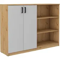 Masseno Kommode MALTESA 158 cm Sideboard mit 2 Türen für Wohnzimmer Schlafzimmer Modern 158x44x118 cm Eiche Artisan / Grau