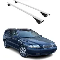 Omtec Dachträger Gepäckträger für Volvo V70 1997-2000 Grundträger Metall Silber 2tlg