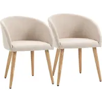 Fortuna Lai 2er-Set gepolsterte Stühle, skandinavisches Design, Polsterstühle mit Holzbeinen, rutschfeste Pads, 150 kg Belastbarkeit, Beige