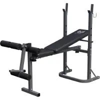 Gorilla Sports GYRONETICS Hantelbank klappbar, 3-fach verstellbar, mit Ablage, bis 220 kg, Beincurler, Stahlrahmen, Kunstlederpolster, Trainingsbank, Schrägbank