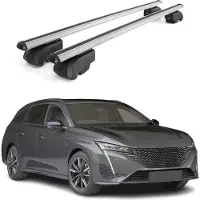 Omtec Dachträger Gepäckträger für Peugeot 308 III P5 SW 2021-2023 ABE Alu Grau 2x